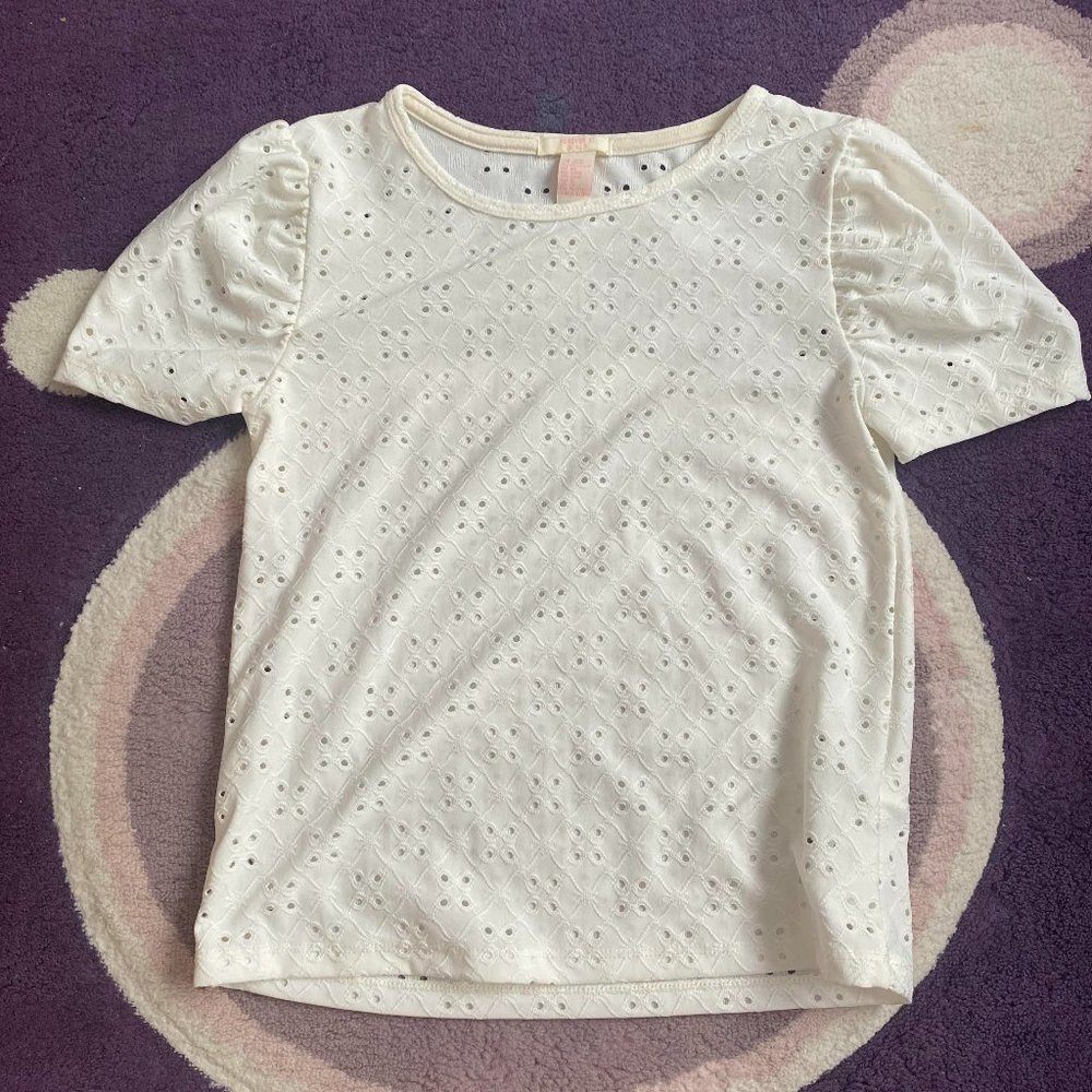 White Pattern Blouse Top